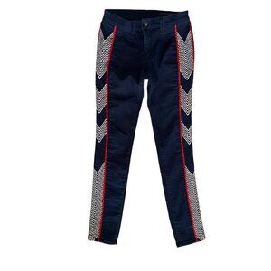 Rag & Bone Raja Midnight Womens Sz 27 Jeans Skinny Denim Boho Tribal Embroidered